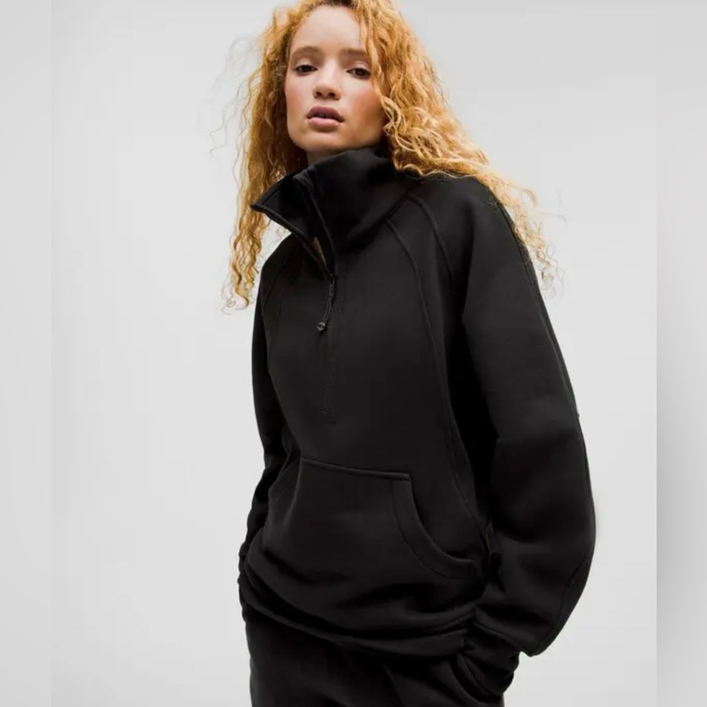 Lululemon Scuba Black Long Oversized Funnel Neck sz M\L half zip